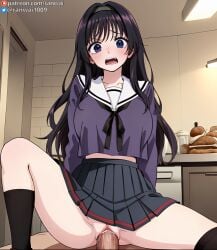 ai_generated black_hair bondage cowgirl_position incest kaoru_hana_wa_rin_to_saku large_breasts manga penetration penis ranwai sex stable_diffusion vaginal_penetration vaginal_sex waguri_kaoruko