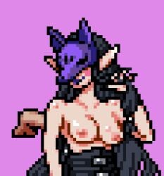 animated areolae armpit_fetish armpit_sex armpits big_breasts cum cum_on_armpit cum_on_breasts cum_on_face cum_swallow digimon digimon_(species) kuzuhamon pitjob pixel_animation pixel_art