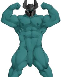 balls bara flaccid flexing helmet helmet_only league_of_legends male male_only mordekaiser muscles muscular nude penis phosbara solo solo_male