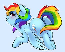 anatomically_correct animal_genitalia animal_pussy anus blush cutie_mark dock edit equine equine_pussy eyelashes female friendship_is_magic hair horse kinkypinkie looking_at_viewer mammal multicolored_hair multicolored_tail my_little_pony pegasus pony pussy rainbow_dash_(mlp) rainbow_hair rainbow_tail solo straight_hair wings