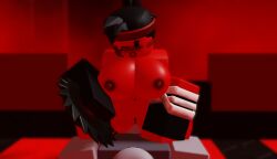 1girls 3d bandages black_hair blood_on_face blush buzzsaw grey_body ponytail red_body roblox roblox_game robloxian sawblade self_upload sex sweetheart_(the_battle_bricks) the_battle_bricks tumore wompwompsad