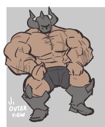 2023 abs arm_hair armor biceps black_boxer_briefs boots chest_hair english_text helmet horned_helmet horns human lord_rodin lord_rodin_(zephyrchill) muscular_arms muscular_legs muscular_male muscular_thighs pecs scar triceps zephyrchill