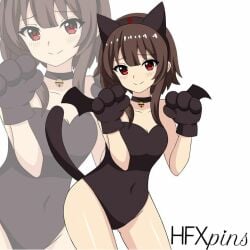 bat_ears bat_wings brown_hair cat_tail cosplay hfxpins kono_subarashii_sekai_ni_shukufuku_wo! megumin