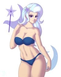 aqua_hair arm_at_side bare_arms bare_legs bare_shoulders bikini blue_bikini blue_swimsuit breasts cleavage closed_mouth collarbone equestria_girls female female_only friendship_is_magic hair_ornament hand_up human humanized large_breasts legs long_hair looking_at_viewer midriff multicolored_hair my_little_pony navel neck personification purple_eyes silver_hair smile solo souladdicted standing star star_hair_ornament strapless strapless_bikini strapless_swimsuit swimsuit trixie_(mlp) trixie_lulamoon