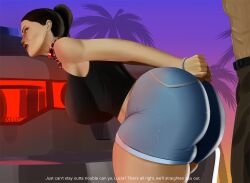 ass ass_focus bent_over big_ass big_breasts big_thighs grand_theft_auto grand_theft_auto_vi greco_(artist) gta6 handcuffs imminent_rape imminent_sex lucia_(gta) police shorts submissive_female