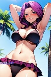 1female 1girls ai_generated arms_behind_head arms_up clothed code_geass commentary_request cornelia_li_britannia english_commentary female female_only mixed-language_commentary sole_female solo solo_female swimsuit wtnk_pixiv