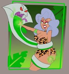 big_breasts cave_girl cavegirl cavewoman constriction danny_phantom dawna_phantom genderswap_(mtf) jungle jungle_girl leopard_print snake thick_thighs white_hair