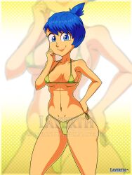 1girls bikini blue_eyes blue_hair breasts disney female_only inside_out inside_out_2 joy_(inside_out) layerth pixar short_hair short_hair_female solo solo_female solo_focus tagme yellow_body yellow_skin