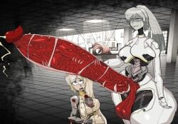 albina_(limbus_company) armor background big_dom_small_sub clothing cock_shock faust_(limbus_company) futa_on_female futanari heart_symbol limbus_company meat metallic_body monster_cock n_corp._fanatic_(identity)_(project_moon) project_moon robot_breasts robot_girl robot_on_human sassy_dolly size_difference