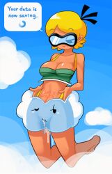 alternate_version_available anthro blonde_hair goggles lakitu lakitu_girl mario_(series) minus8 nintendo speech_bubble swallowing swallowing_cum