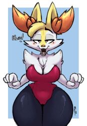 big_breasts braixen breasts bunnysuit cleavage female furry huge_breasts iniquity pokémon_(species) pokemon pokemon_(species) tagme thick_thighs wide_hips