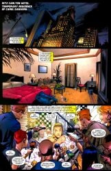 00s 2000s 4boys 4girls bath bathroom blonde_female blonde_hair candle candles canonical_scene carol_danvers comic comic_page comic_panel english english_text hotel hotel_room indoors marvel marvel_comics ms._marvel ms._marvel_(carol_danvers) naked naked_female night official_art shocked shocked_expression text