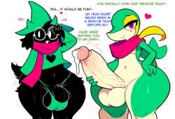absurd_res ai_generated anthro balls big_balls big_butt big_penis black_body blush bodily_fluids bottom_heavy bottom_heavy_femboy bottomless bovid caprine clothed clothing cum deltarune duo erection eyewear foreskin genital_fluids genitals girly glasses goat hat headgear headwear heart hellsonger hi_res huge_balls huge_cock humanoid_genitalia humanoid_penis long_penis male male/male mammal navel nintendo penis pokemon_(species) precum ralsei rule_63 scarf simple_background small_but_hung smile snivy sweat teapot_(body_type) text thick_penis thick_thighs throbbing_penis undertale_(series) vein veiny_penis white_background wide_hips