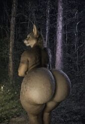 ai_generated curvy curvy_figure dark_atmosphere female huge_ass scary tagme voluptuous voluptuous_body wolf wolf_girl wolf_humanoid woods