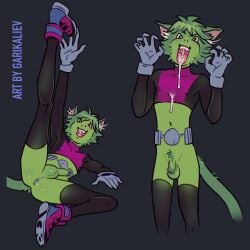 21boy animal_ears anus balls beast_boy boner cat_ears cat_tail catboy dc dc_comics erection flaccid garikaliev green_hair green_skin male male_only masculine penis presenting_anus solo solo_male tail teen_titans tongue tongue_out