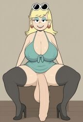 ai_generated ai_lewdua civitai futanari huge_breasts jossyless_(ai) leni_loud long_penis pony_diffusion_(model) sitting smile solo_futa tagme the_loud_house very_long_penis