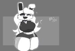 1girls anthro big_ass big_butt breasts bunny_ears cube_459_(geometry_dash) female female_only femgram geometry_dash gigantic_breasts gym_clothes happy pervert pose white_body white_fur white_hair