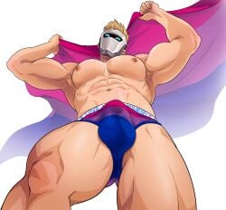 abs balls_under_clothes bara biceps big_bulge bisexual bisexual_male bisexual_pride_colors blonde_hair bulge huge_bulge kagami06 lgbt_pride lgbt_pride_colors male male_nipples male_only mask masked masked_male muscular_male nipples pecs penis_outline penis_under_clothes silvyspark underwear