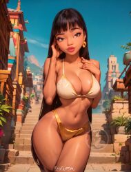 1girls ai_generated bikini bikini_bottom bikini_top black_hair brown_eyes chel chel_(the_road_to_el_dorado) commission elygordan elygordanart female gigantic_ass gigantic_breasts gigantic_butt gigantic_nipples huge_ass huge_balls huge_breasts huge_butt huge_nipples latina looking_at_viewer patreon sexy.ai solo solo_female solo_focus support the_road_to_el_dorado