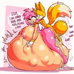 ai_generated amy_rose begging begging_to_stop burp cum_in_pussy cum_inside cum_vomit desperation dubious_consent from_the_side huge_balls huge_breasts huge_cock hyper_inflation impregnation_request inflation lot_of_cum noises raped sex side_view smug sonic_(series) tails_the_fox thick_thighs wide_hips