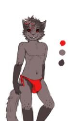 2016 anthro bulge feline hexxy hi_res looking_at_viewer male mammal navel nipples red_eyes smile solo