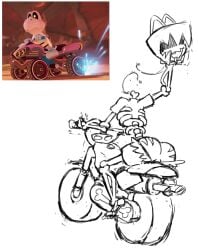 1girls 4_eyes bone bones dry_bones dry_bones_girl female gijinka headless mario_(series) mario_kart minus8 motorcycle reference_image skeleton sketch tagme