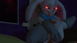 16:9 3d_(artwork) anthro bed bedroom blender_(artwork) blender_eevee digital_media_(artwork) female five_nights_at_freddy's five_nights_at_freddy's:_security_breach furniture glowing glowing_eyes hi_res humanoid masturbation penetration red_eyes scottgames sex_toy solo sonlink tongue tongue_out vaginal_masturbation vaginal_penetration vanny_(fnaf) widescreen