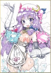 1girls archipelagor18 book breasts dollification frozen mob_cap nipples nude partial_transformation patchouli_knowledge petrification pubic_tattoo purple_hair slime_transformation toilet_transformation touhou transformation womb_tattoo