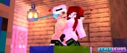 2girls 3d bedroom blue_eyes breasts burgundy_hair eeveelewds erect_nipples fingering_pussy green_eyes horny_female luna_(eeveelewds) max_welsh_(maxyda) mine-imator minecraft multicolored_hair nude_female on_bed outside stockings tagme wet_pussy yuri yuri