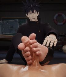 2boys 3d big_feet foot_fetish foot_focus footjob fushiguro_megumi jujutsu_kaisen male_only mrgtsfloop nude_male_clothed_male soles stirrups yaoi