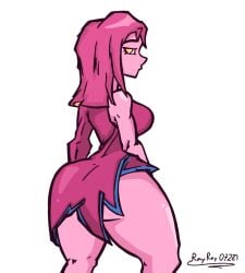 aphrodite aphrodite_(fortnite) ass ass_cheeks ass_focus ass_in_dress big_ass big_breasts big_butt big_thighs breasts clothing curvy dress fortnite fortnite:_battle_royale huge_ass looking_at_viewer one_sleeve pink_hair pink_skin rayray0727 thick_ass thick_thighs yellow_eyes