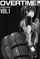 abi_kamesennin ass bear_hand comic dat_ass female hirame monochrome overtime!!_overwatch_fanbook_vol.1 overwatch uncensored widowmaker