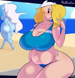 2girls adventure_time ass beach big_ass big_breasts bikini blonde_hair blue_skin breasts bubble_butt busty cleavage davidsanchan fat_ass female female_only fionna_and_cake fionna_campbell fionna_the_human_girl hair_over_one_eye hat huge_ass huge_breasts ice_queen_(adventure_time) large_ass large_breasts looking_at_viewer png slightly_chubby slightly_chubby_female swimsuit thick_ass thick_thighs white_hair wide_hips