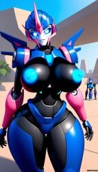 ai_generated arcee arcee_(prime) beach big_breasts blue_nipples cybertronian female robot_girl roger1011 thick_thighs transformers transformers_prime