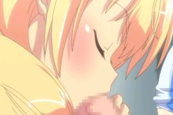 2futas animated animated_gif blonde_hair blush censored close-up closed_eyes erection fellatio full-package_futanari futa_on_futa futa_only futanari intersex long_hair matsuzaki_riko penis shinsei_futanari_idol:_dekatama_kei!