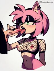 ai_generated amy_rose anthro black_lipstick blowjob fellatio fishnet_topwear fishnets goth goth_girl jscammie lipstick perky_nipples petite petite_body petite_breasts petite_female pierced pierced_nipples piercing piercings pink_fur sega sonic_(series) tagme young