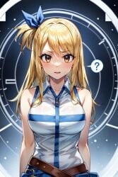 ai_generated arms_down blonde_hair blush brainwashing clothing fairy_tail hypnosis long_hair lucy_heartfilia mind_control open_mouth