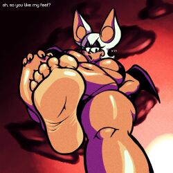 bbw belly big_belly big_breasts big_feet bikini breasts cosmicceternity feet foot_fetish foot_focus overweight overweight_female rouge_the_bat soles sonic_(series) toes