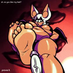 bbw belly big_belly big_breasts big_feet bikini breasts cosmicceternity feet foot_fetish foot_focus overweight overweight_female penis presenting rouge_the_bat soles sonic_(series) toes