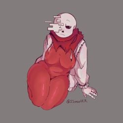 aftertale animated_skeleton big_breasts blush boobs_out breasts chubby ectobelly ectobody ectobreasts fat female_sans geno_sans give_us_your_balls male_only not_human red_body sans sans_au skeleton ssunsetkr thick_thighs thighs undertale_(series) undertale_au