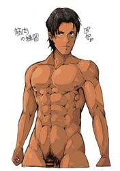 1boy abs arima_(arima_bn) bar_censor flaccid male_only muscle nipples nude pecs solo