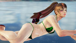 3d alluring bikini breasts brown_hair female female_only human kazuhiroclove kunimitsu_ii long_hair medium_breasts namco navel ponytail posing sideboob swimsuit tekken tekken_7