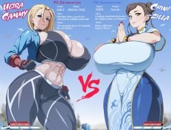 2girls abs anybrody asian asian_female athletic athletic_female big_breasts blonde_female blonde_hair blonde_hair_female breasts british british_female brown_hair brunette_hair cammy_white capcom chinese chinese_clothes chinese_female chinese_girl chun-li city destruction european european_female female female_focus female_only giantess giga_giantess huge_breasts jabara_tornado light-skinned_female light_skin midriff multiple_females multiple_girls scar scar_across_face street_fighter street_fighter_6 toned toned_female video_game_character