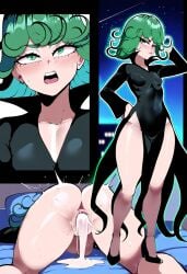 1girls adult_swim ai_generated cum_in_pussy female female_only gooroo92 green_hair one-punch_man small_breasts solo tatsumaki thiccwithaq_(ai_style) toonami