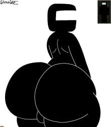 2024 artist_name artist_signature ass back_view backsack balls bit.trip black_suit commandervideo looking_at_viewer looking_back male plump_ass thick_thighs woodsglue