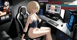 ai_generated anime ankle_boots blouse blush brother_and_sister computer_monitor cum cum_drip ejaculation embarrassed embarrassed_nude_femboy femboy masturbation sibling_rivalry siblings sisters teenager