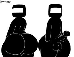2024 artist_name artist_signature ass back_view backsack balls big_ass big_balls big_penis black_suit blush commandervideo front_view huge_ass looking_at_viewer looking_back looking_forward male no_visible_face penis plump_ass thick_thighs toony two_perspectives veiny_penis woodsglue