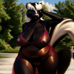 ai_generated big_breasts dreamworks over_the_hedge paramount_pictures red_dress stella_(over_the_hedge) thick_thighs translucent_clothing wide_hips