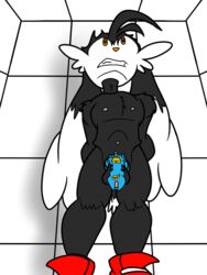 anthro chastity chastity_cage chastity_device furry how-did-we-get-here klonoa klonoa_(series) male male_chastity mostly_nude nipples solo