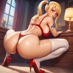 ai_generated alex-schura big_ass big_breasts blonde_female blonde_hair bra curvaceous curvy curvy_figure fairy_tail high_heels indoor_nudity indoors lingerie looking_at_viewer lucy_heartfilia modeling perfect_body posing_for_picture smiling_at_viewer stockings tight_clothing underwear